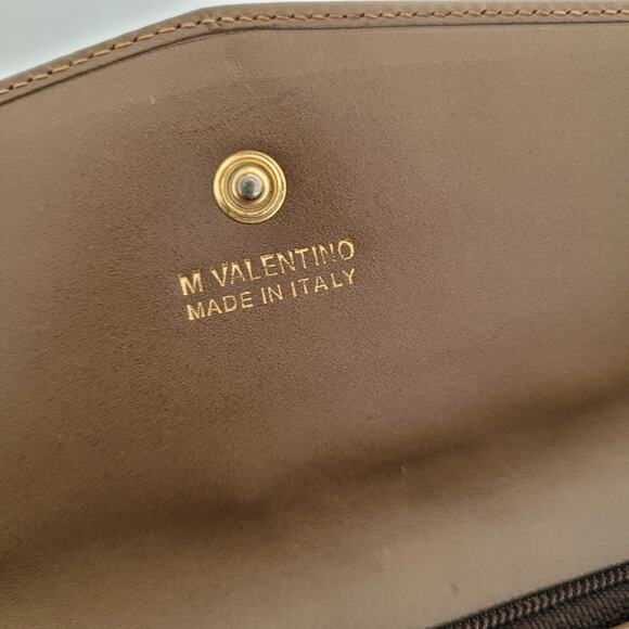 Valentino Vintage Bifold Logo Brown Wallet Large Vintage Envelope Italian Retro - Picture 4 of 12